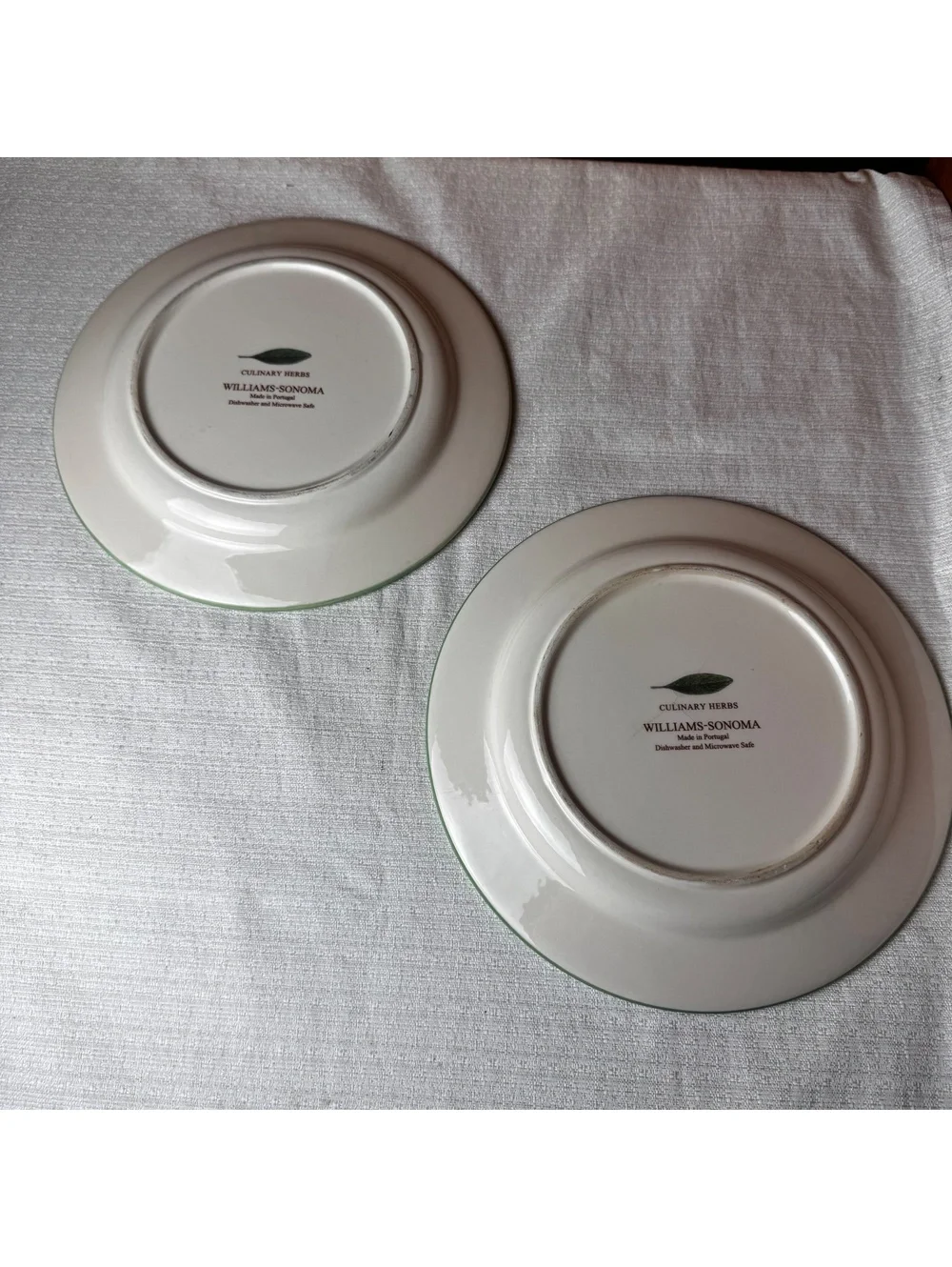 Vintage Williams Sonoma Culinary Herbs Plates Set Of 2 Thyme Borage 9 Inch